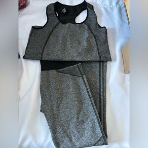Posh Active Gray Sleeveless Top and Leggings Set